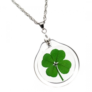 Four Leaf Clover Acrylic Charm Necklace